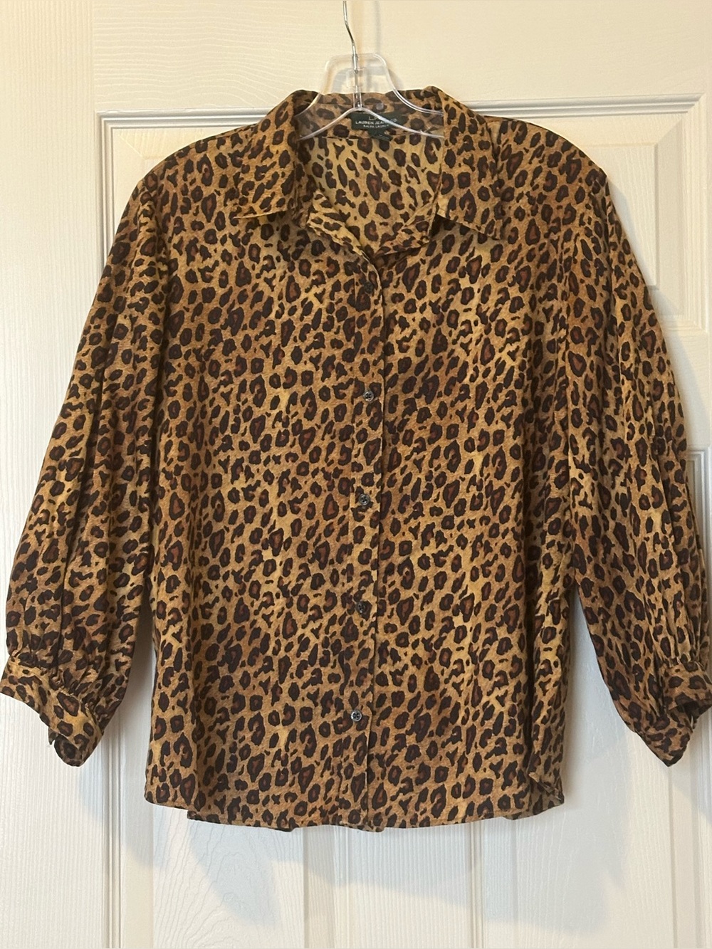 🐆 Lauren Jeans Co. Ralph Lauren Leopard Print Blouse - Size L